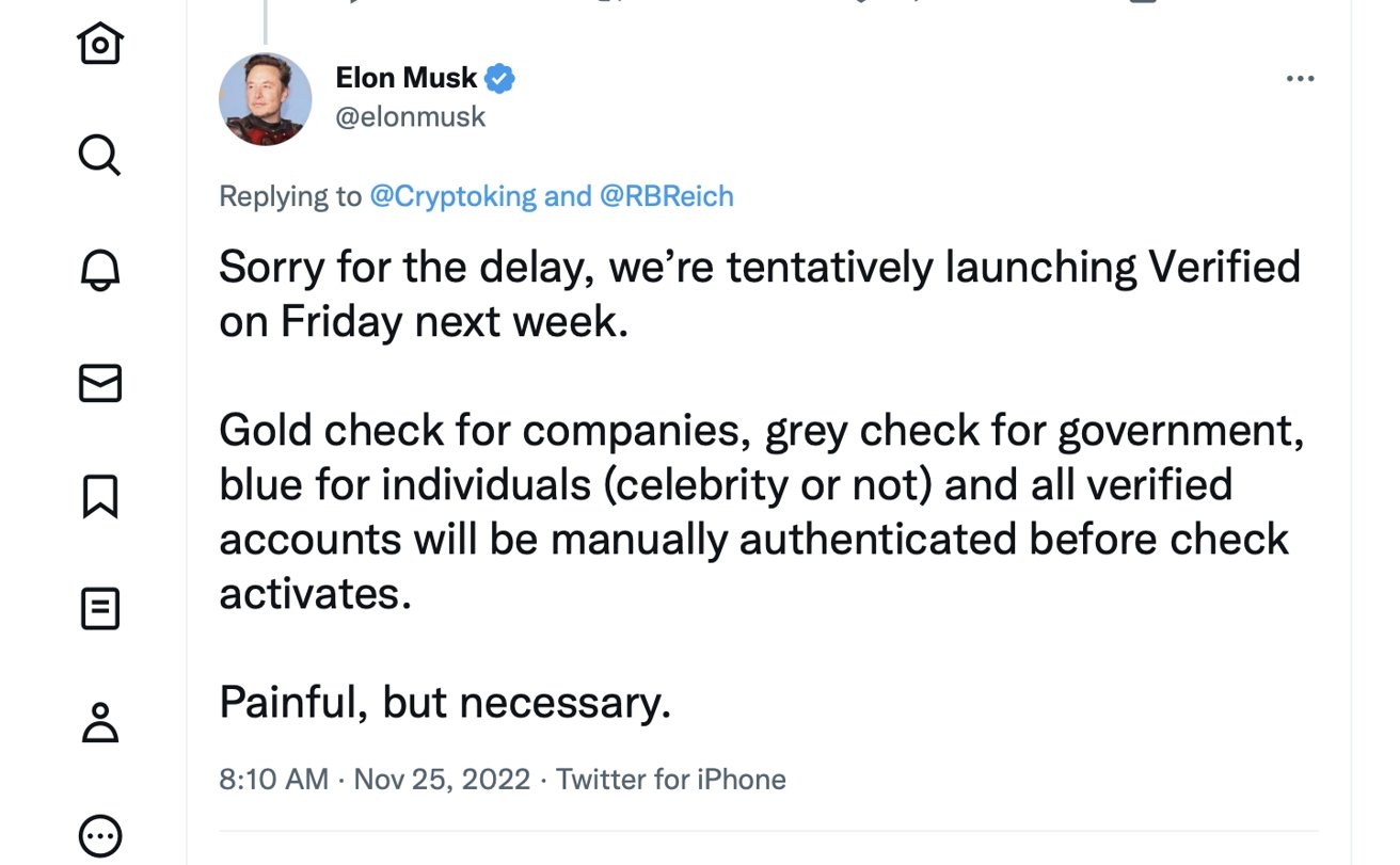 Anuncio de Elon Musks en Twitter