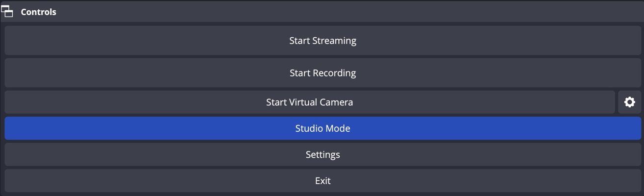 Use these controls to start streaming, recording, and to launch the OBS Virtual Camera. 