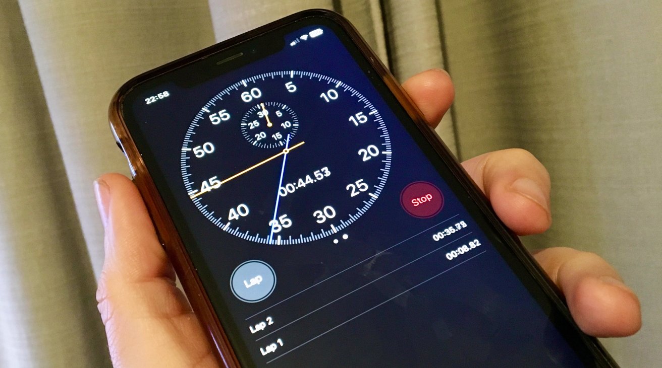 The analog face of the Clock's Stopwatch on iPhone