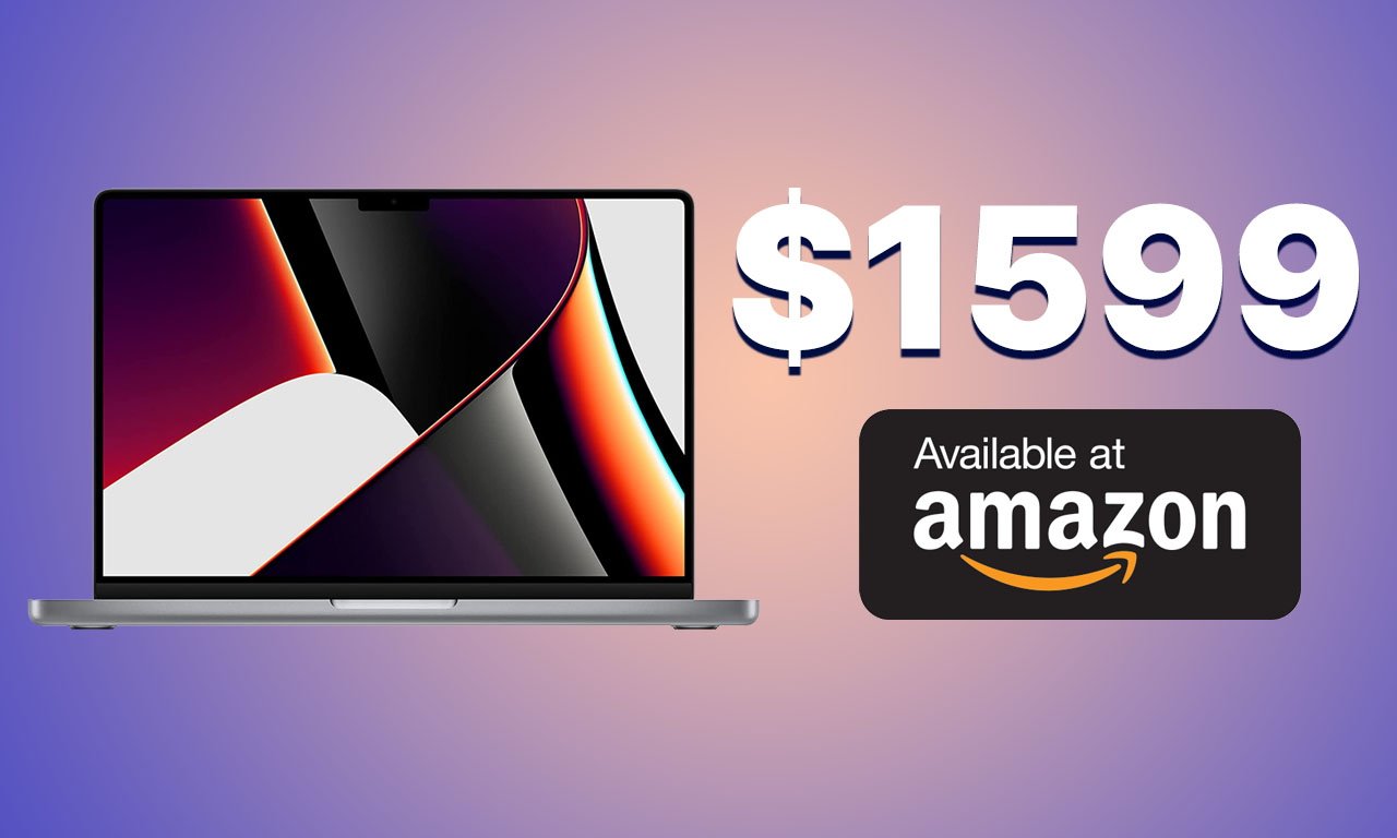 MacBook Pro 14-inch deal with $1599 available at Amazon message