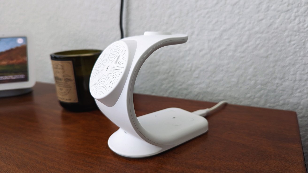The Coomooy wireless charger can fit an iPhone, Apple Watch, and AirPods.