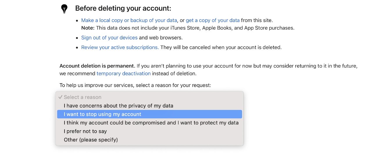 Не удаляйте свой Apple ID легкомысленно: его нельзя отменить.