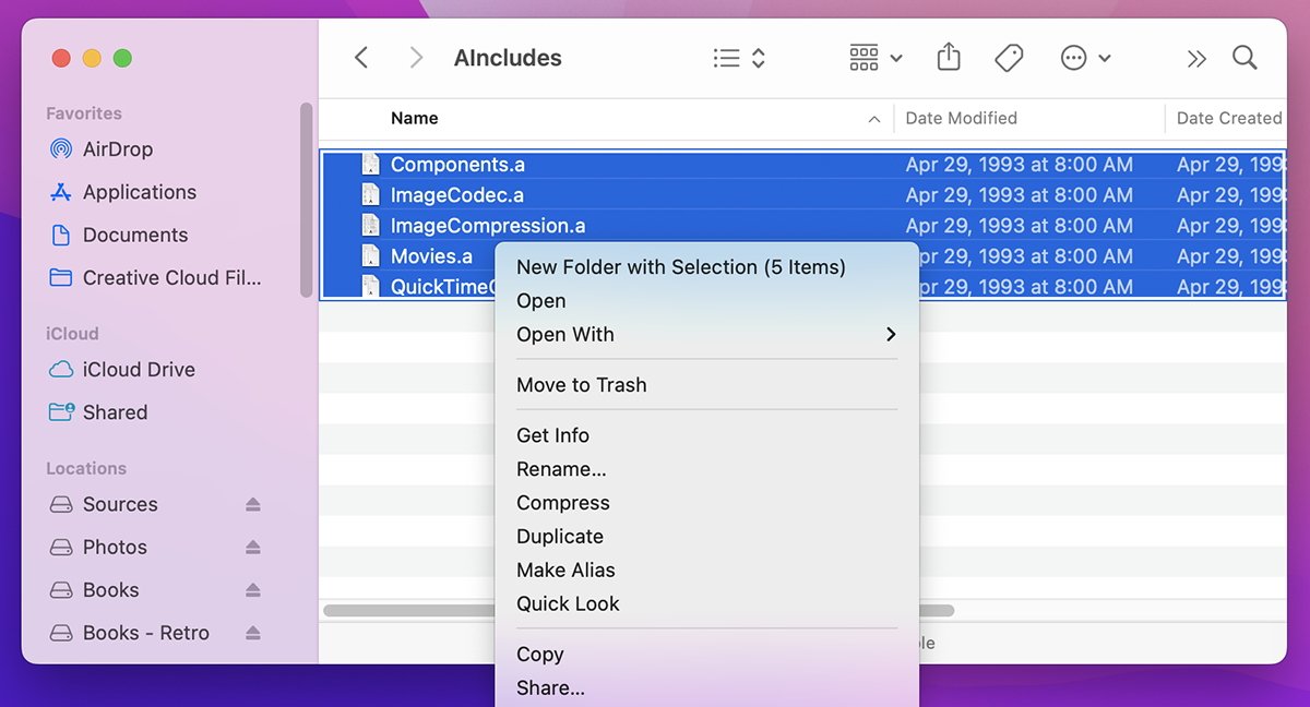 The right way to use 'New Folder With Choice' characteristic in macOS Ventura