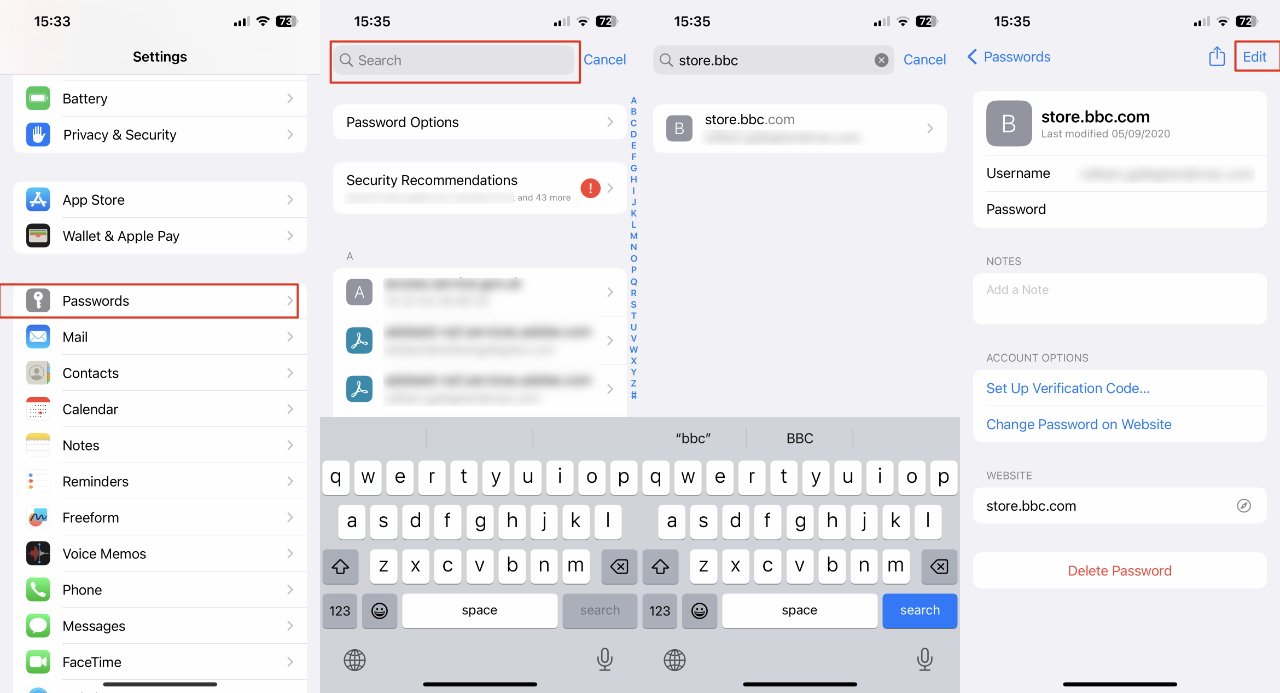 To find one password on iPhone or iPad, you have to start in Settings