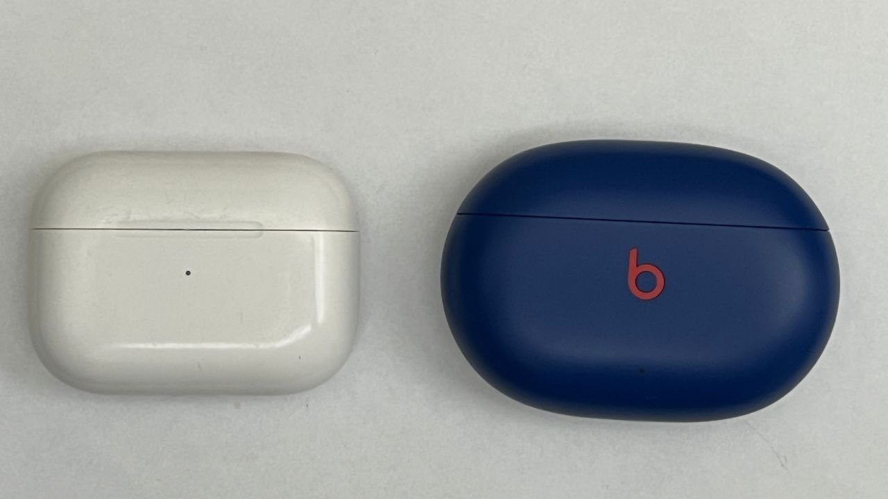Comparing the AirPods Pro case size to the Beats Studio Buds case. 