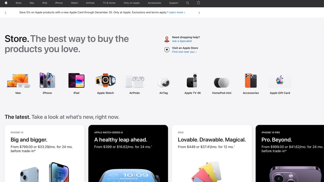 The Apple Store website