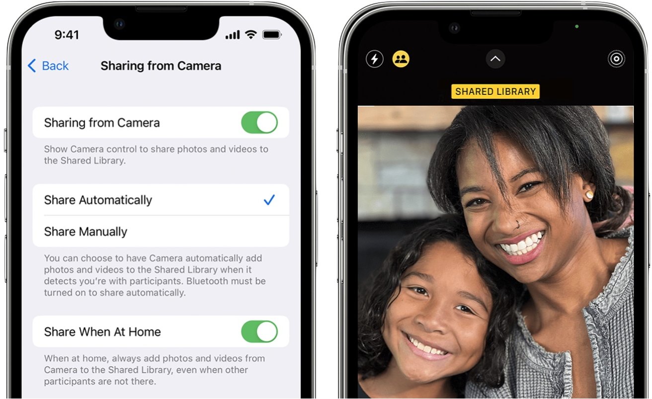 Two different ways to direct future photos directly to the Shared iCloud Photo Library.