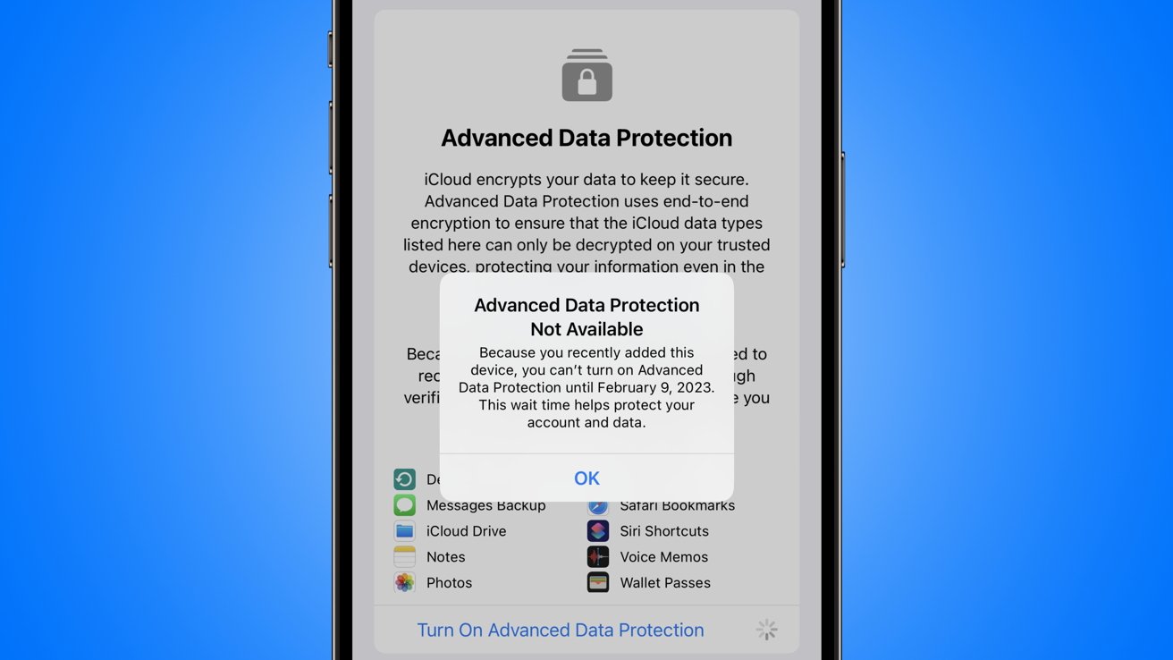 Новые продукты не могут сразу переключать Advanced Data Protection