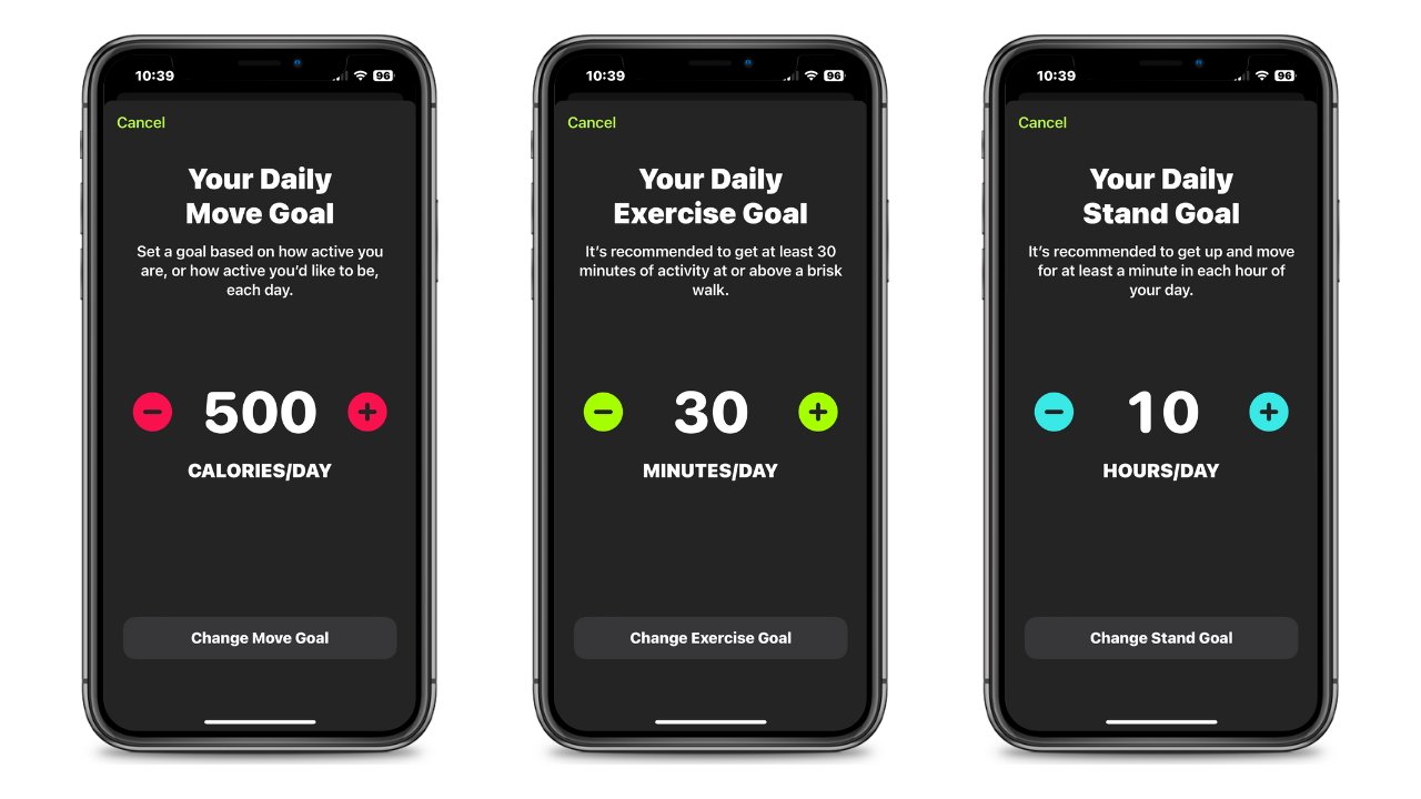 Before your trip, set your daily activity goals in the Fitness app