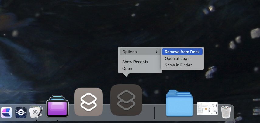 Remove the new apps from the Dock through the menus, or simply by dragging them towards the top of the screen