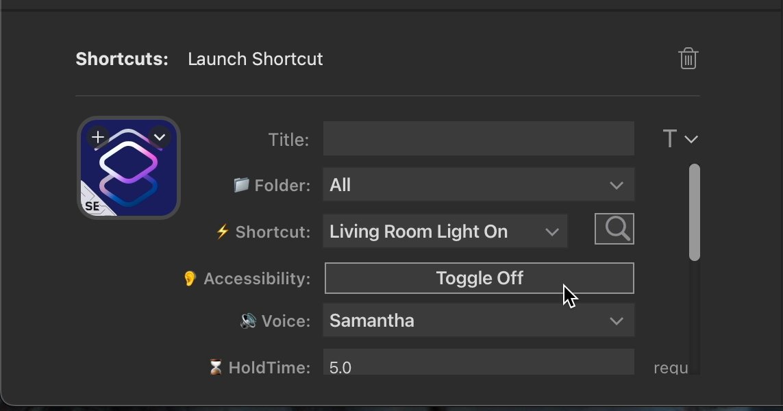 The plugin offers extra Shortcut and Stream Deck options, including having Siri read the name of the Shortcut aloud