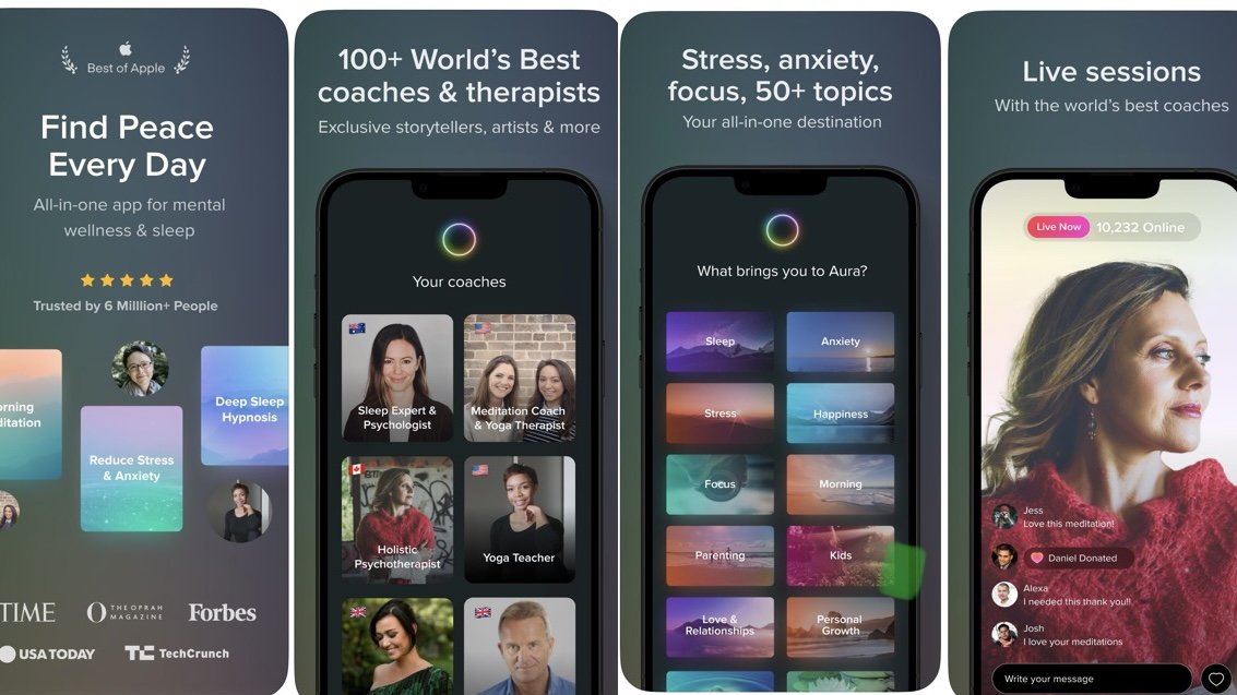 Aura is one the best apps for help users achieve mindfulness and mental wellness.