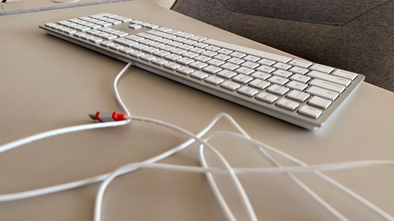 The keyboard has a non-removable USB-C cable