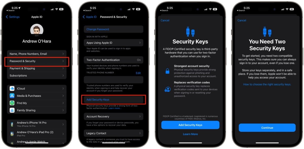 How to enable Facebook's hardware key authentication for iOS and