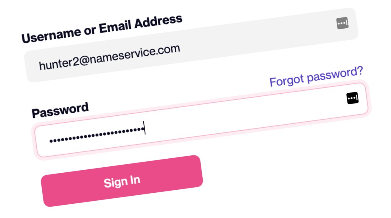 An example authentication page