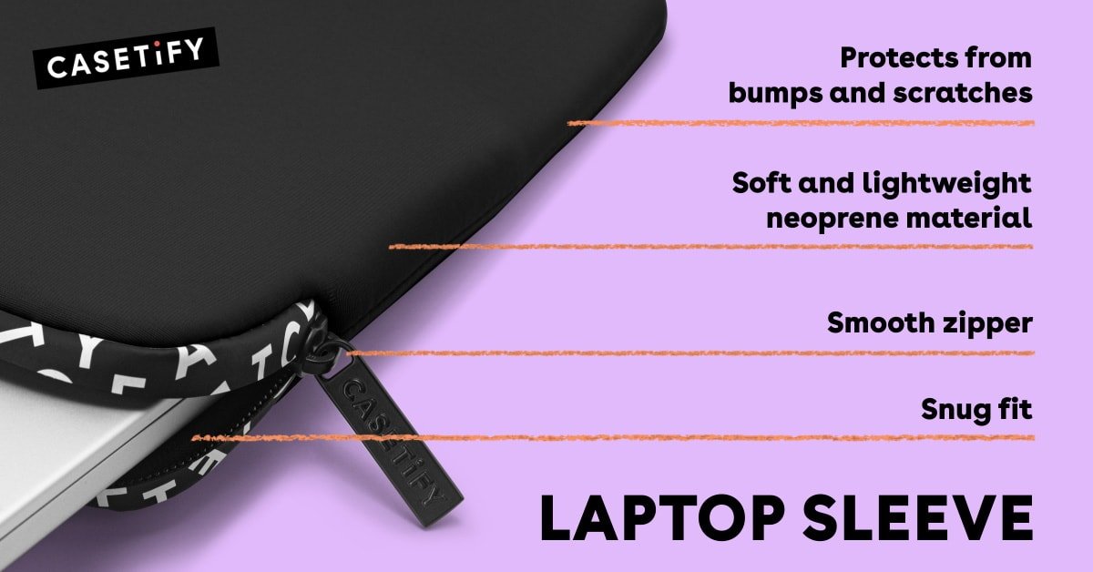 The laptop sleeve is made of shock-absorbing neoprene material