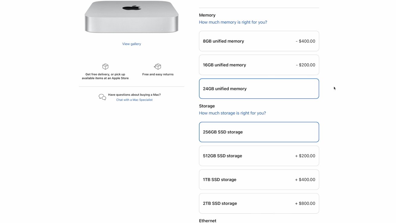 Memory upgrade options on M2 Pro Mac mini