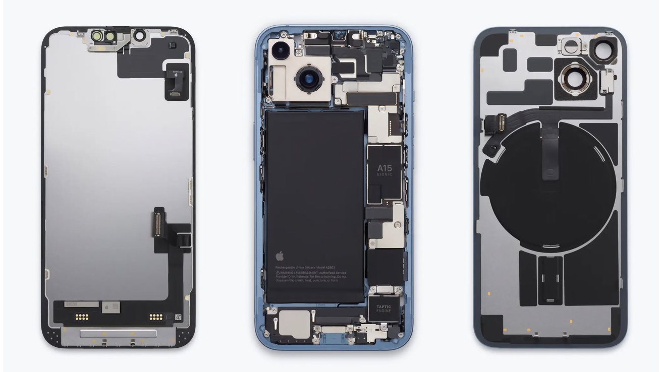 iPhone 14's central aluminum structure. Image source: Sydney Morning Herald