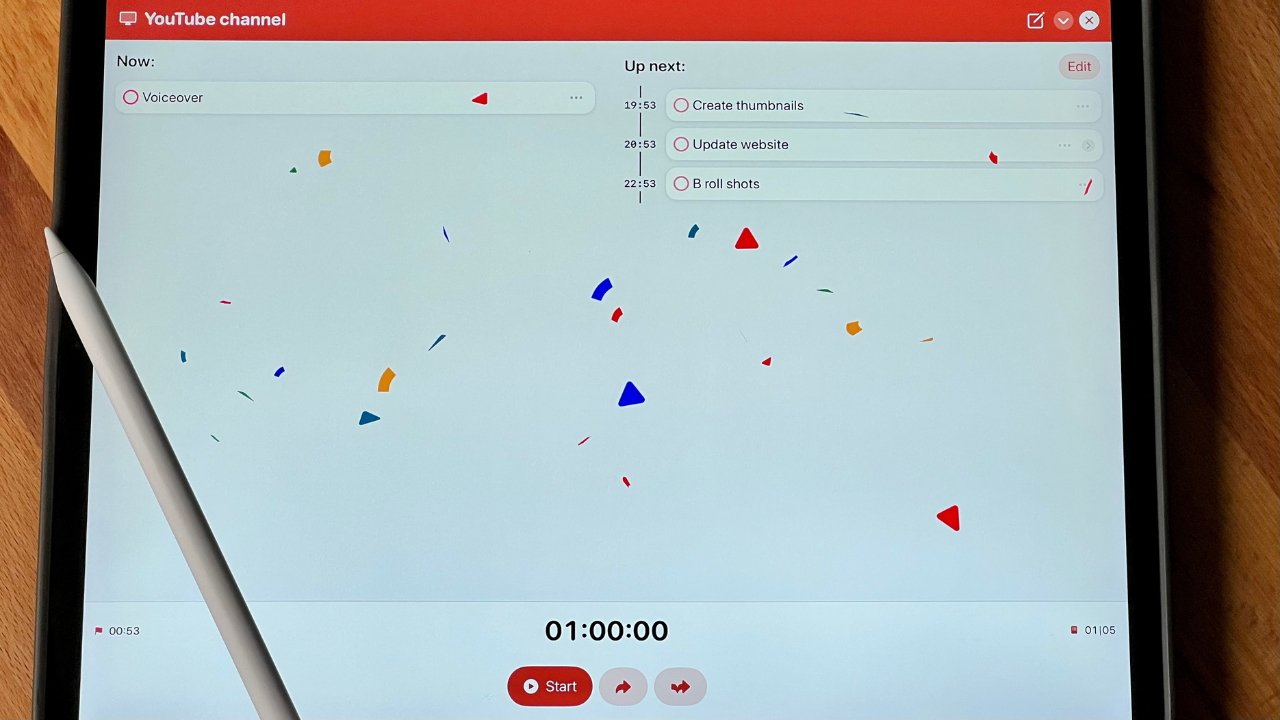 Planny rewards you with confetti after finishing a task in your workflow
