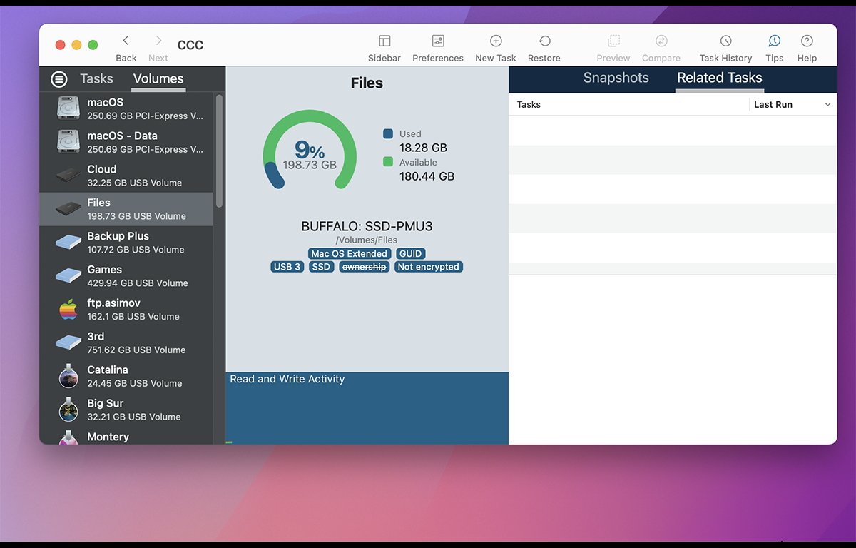 Screenshot of CCC disk copier for Mac