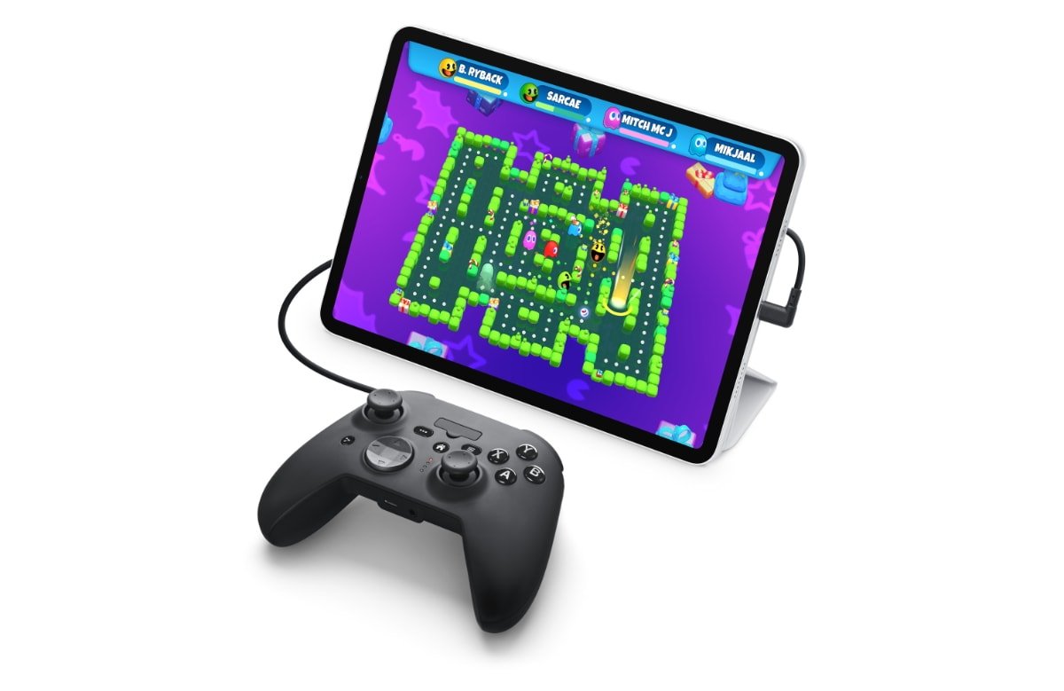 The full-sized gaming controller connects to the device's port