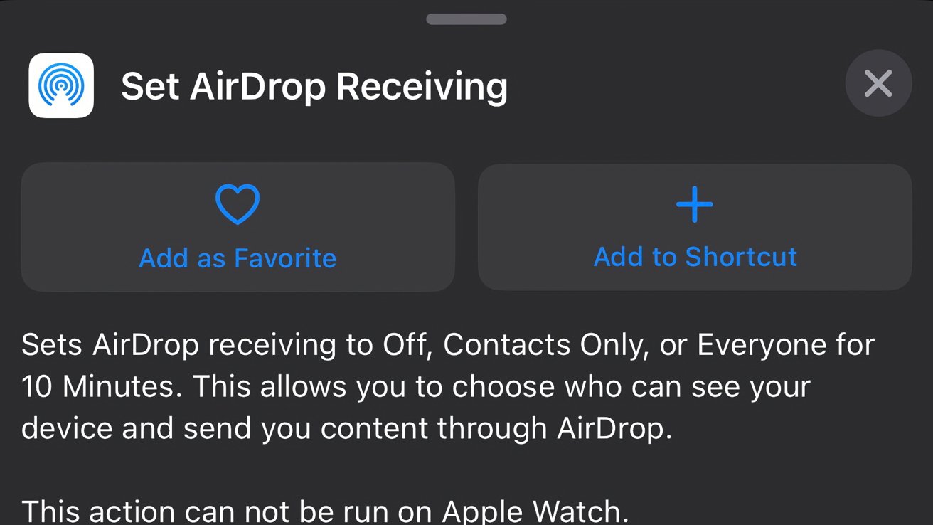 Enable AirDrop with Shortcut Buttons or Automations