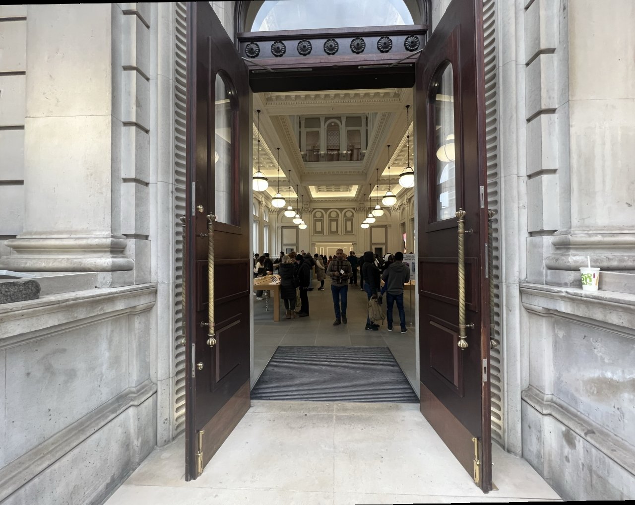 Pass through the 19th century bank doors to the Apple Store