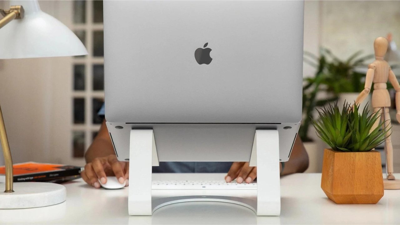 The stand for the 15-inch MacBook Air by Twelve South props a computer