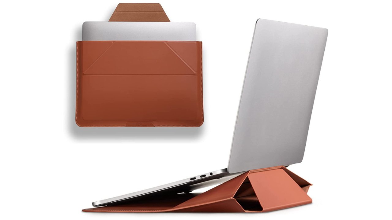 The stand for the 15-inch MacBook Air by Twelve South props a computer