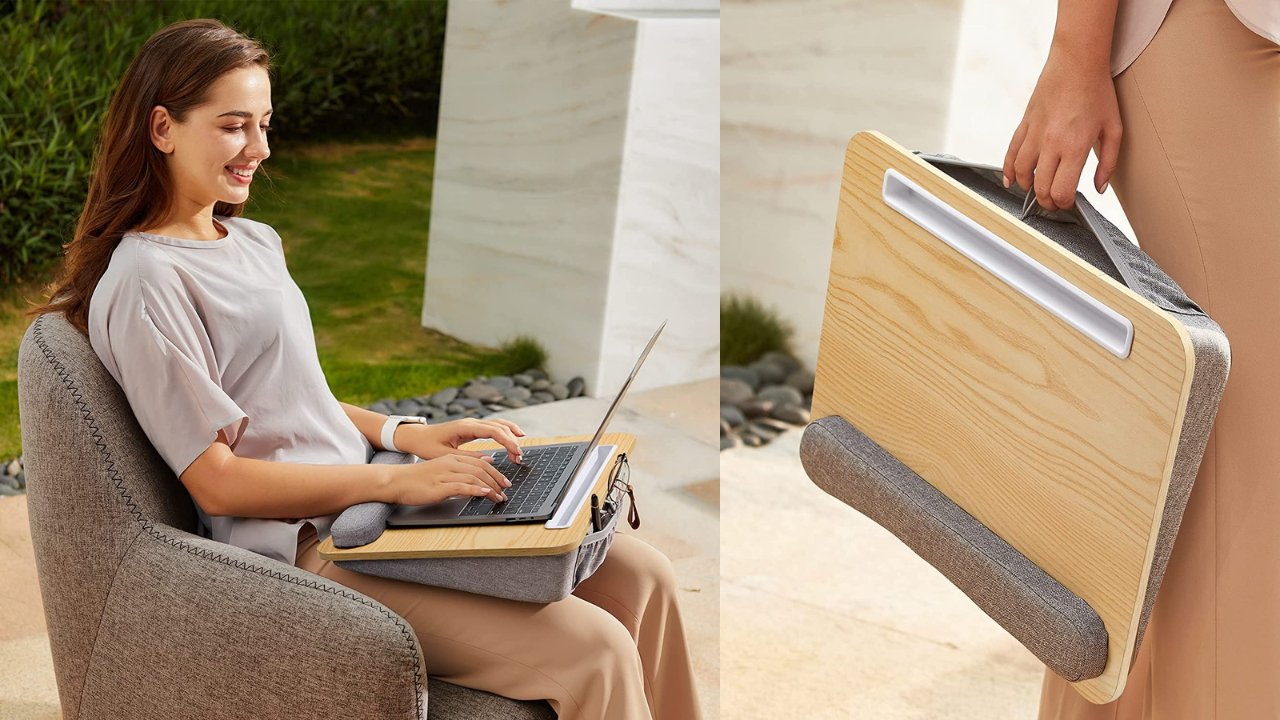 Huanuo lapdesk allows you to comfortably work with your MacBook on your lap