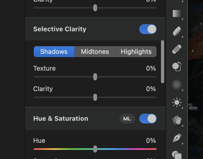 Pixelmator Pro's many tools include a new clarity option