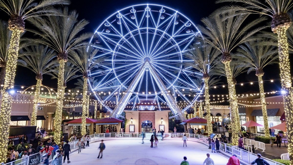 During the winter, Irvine Spectrum is a gathering place for teens and families.