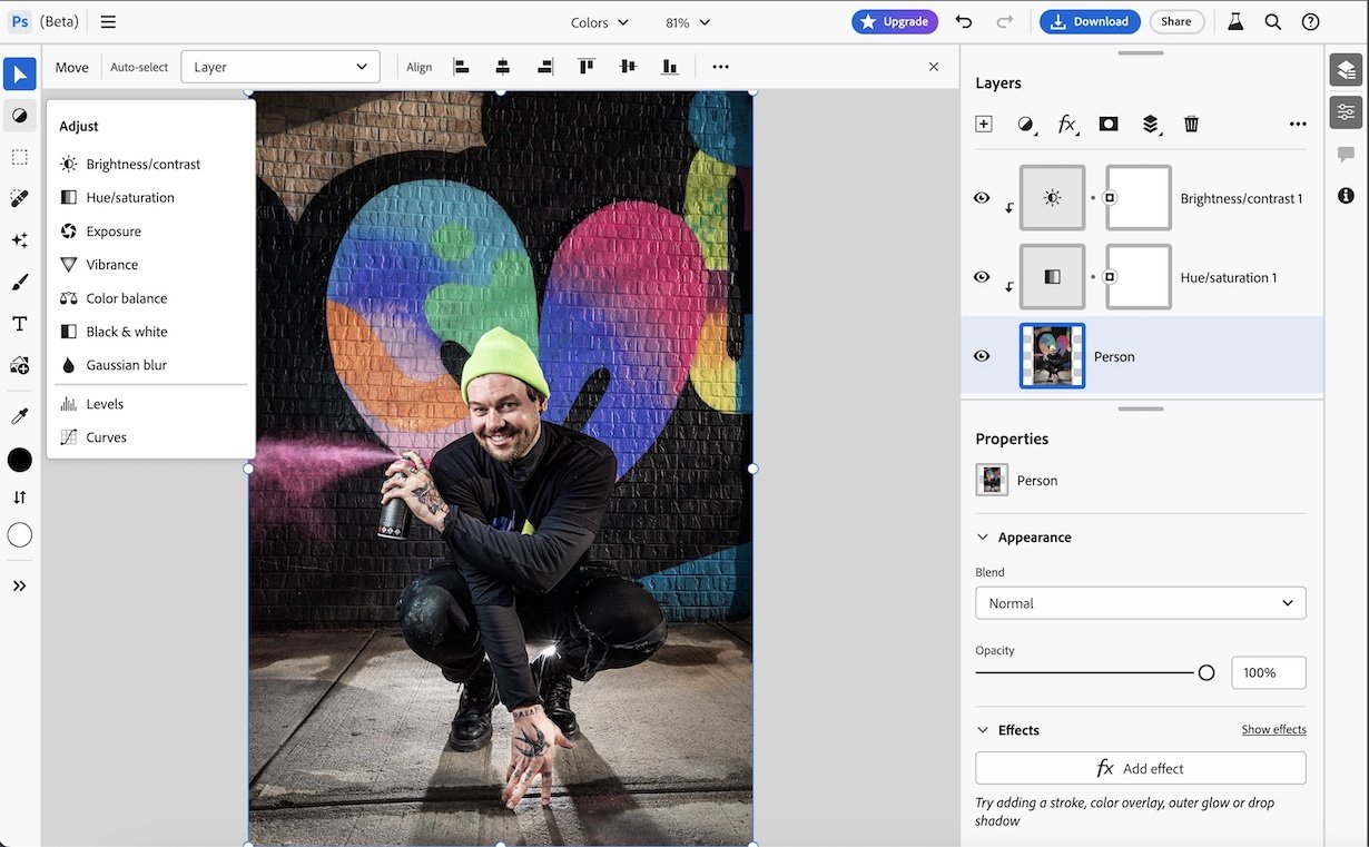 Photoshop Web beta hands on: Nifty, but no match for the competition