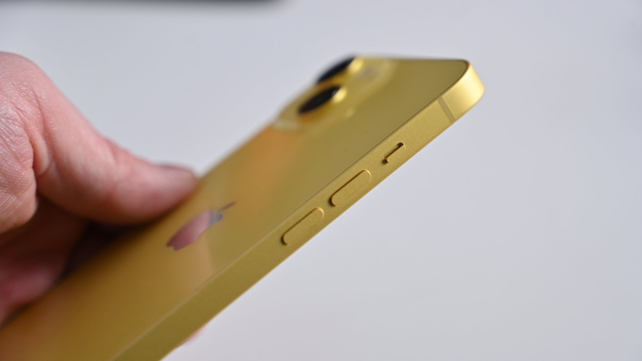 iPhone 14 aluminum buttons in yellow