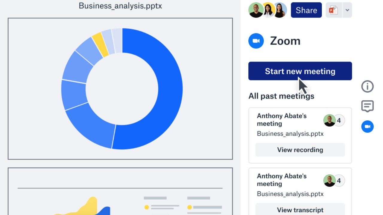 Starting a Zoom call directly from your Dropbox file can speed up your collaborations