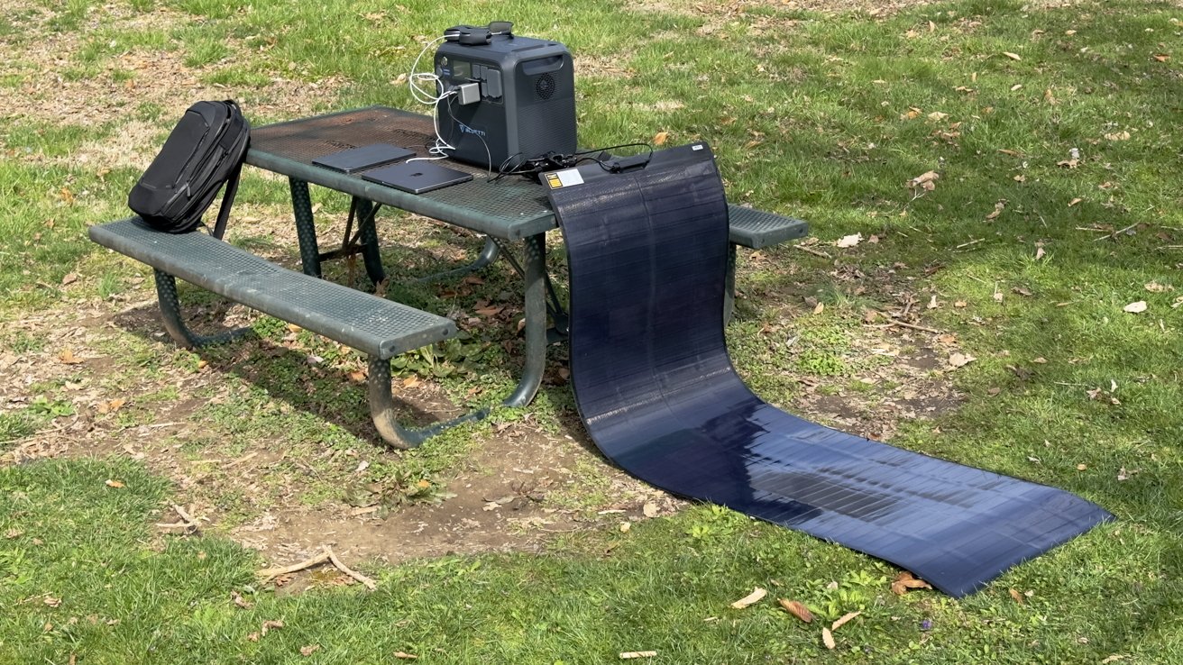 The Yuma 200W CIGS solar panel is rather large when rolled out