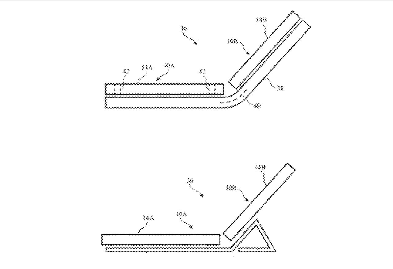 The patent concentrates on how to react to drops, but does include drawings of various types of folding device