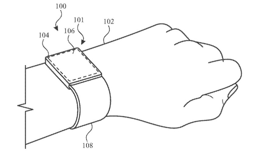 Detail from the patent showing Superman checking his watch is running his flying app