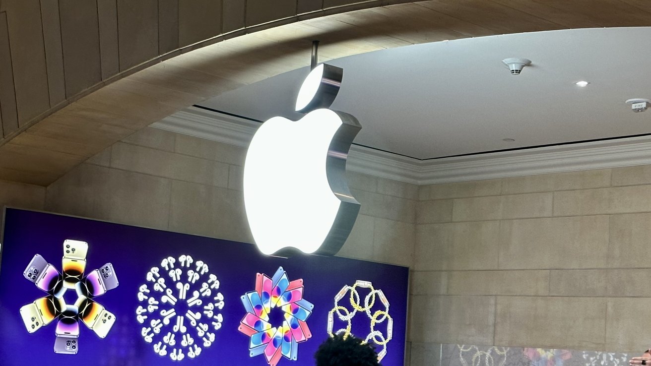 Overhead Apple logo