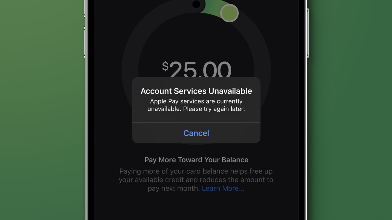 photo of Apple Pay network experiencing intermittent outage image