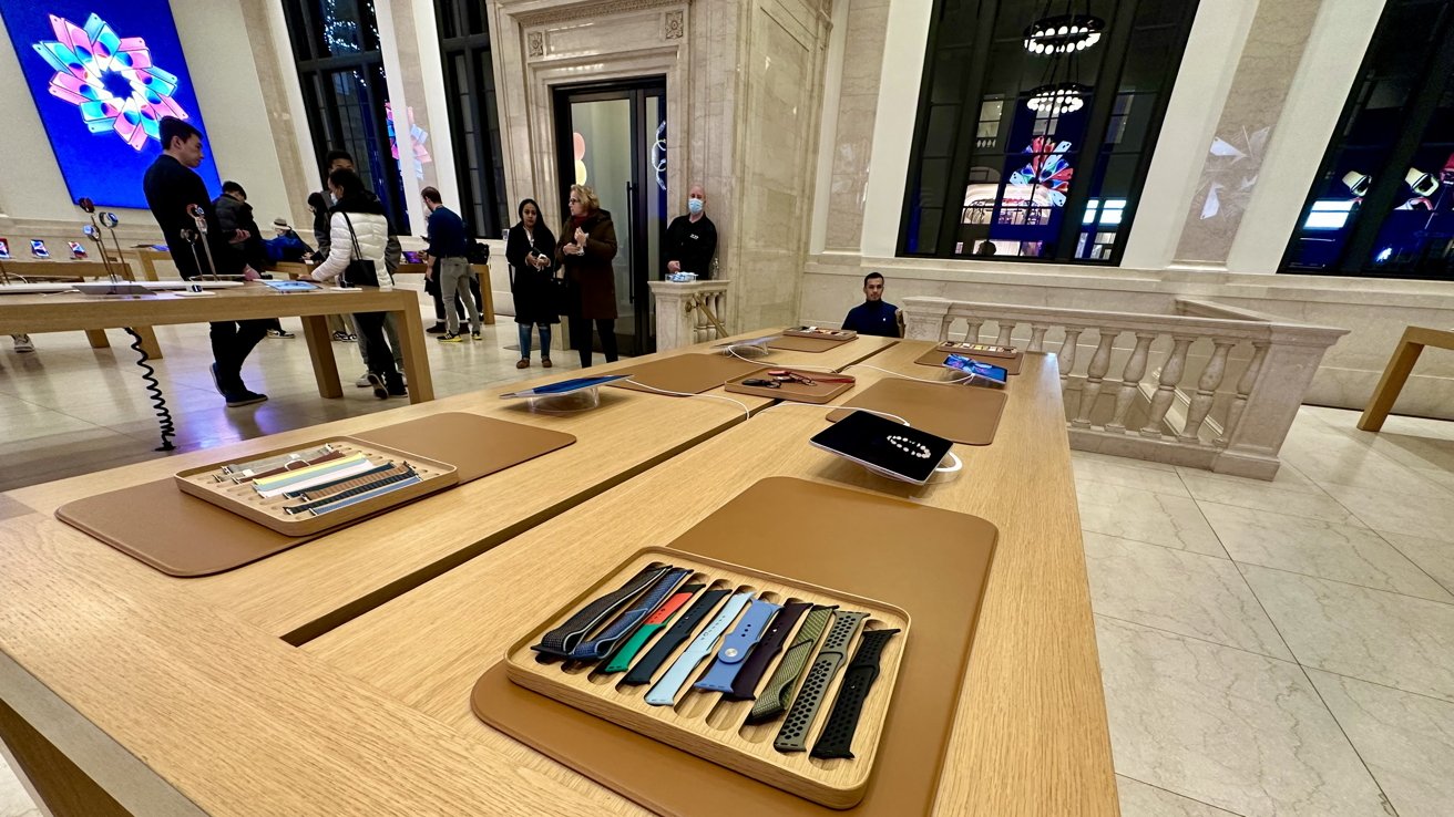 Apple Watch bands being displayed to the public