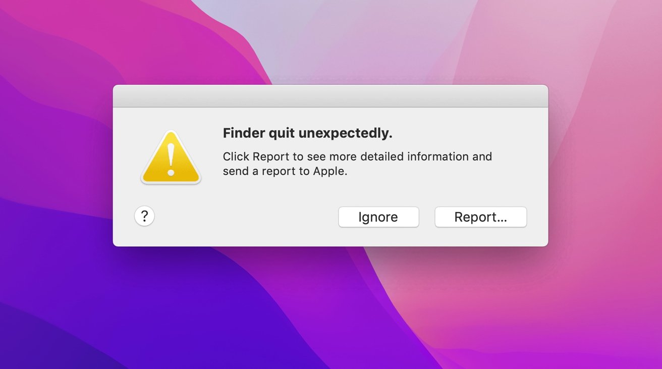 How to understand macOS Finder crash report alerts