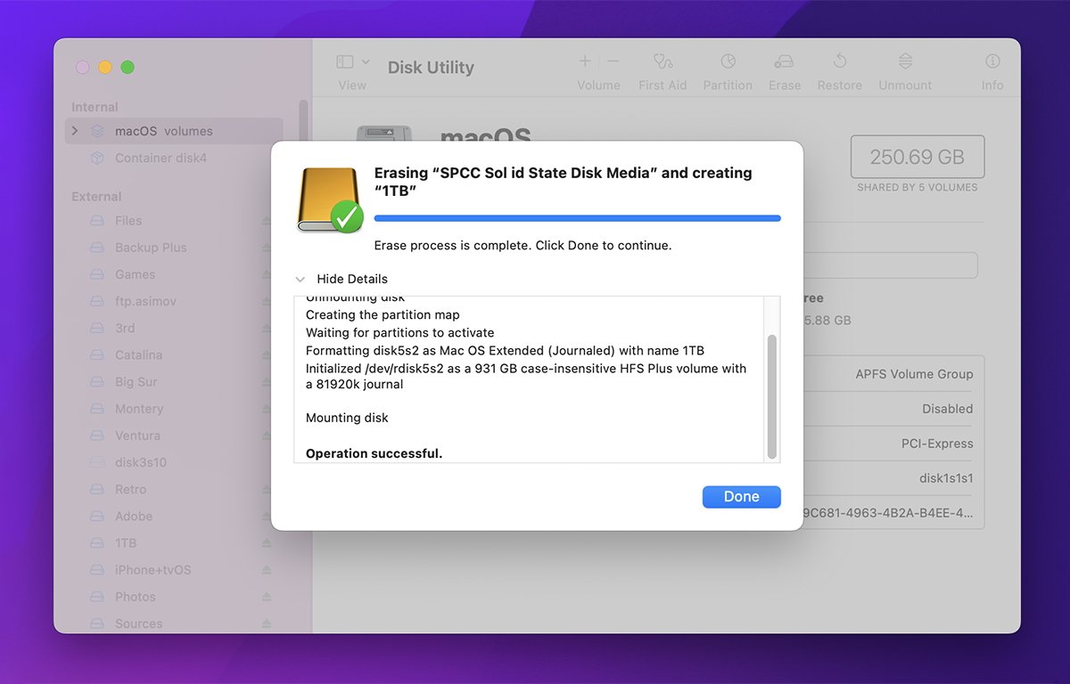 How to use Disk Utility Volumes formatting partitions