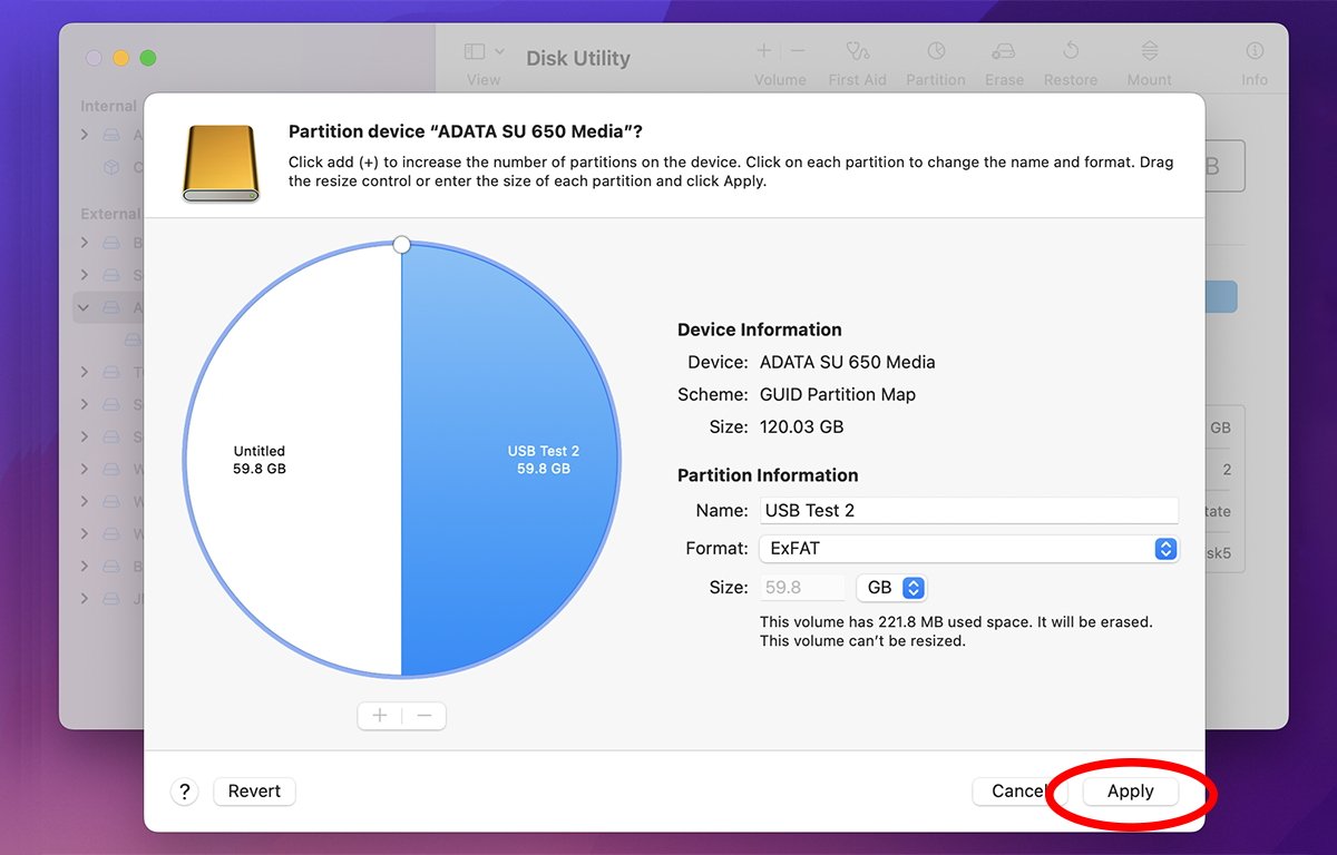 How to use Disk Utility Volumes formatting partitions