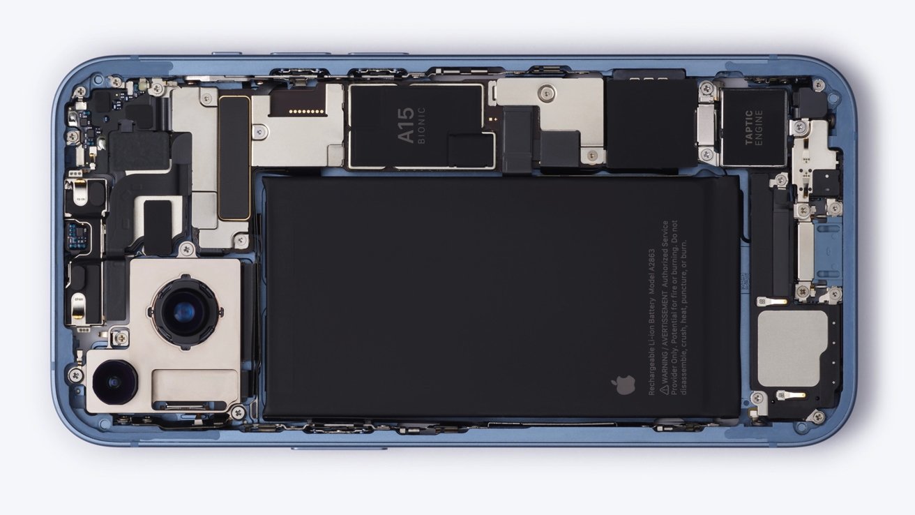 View of an iPhone battery