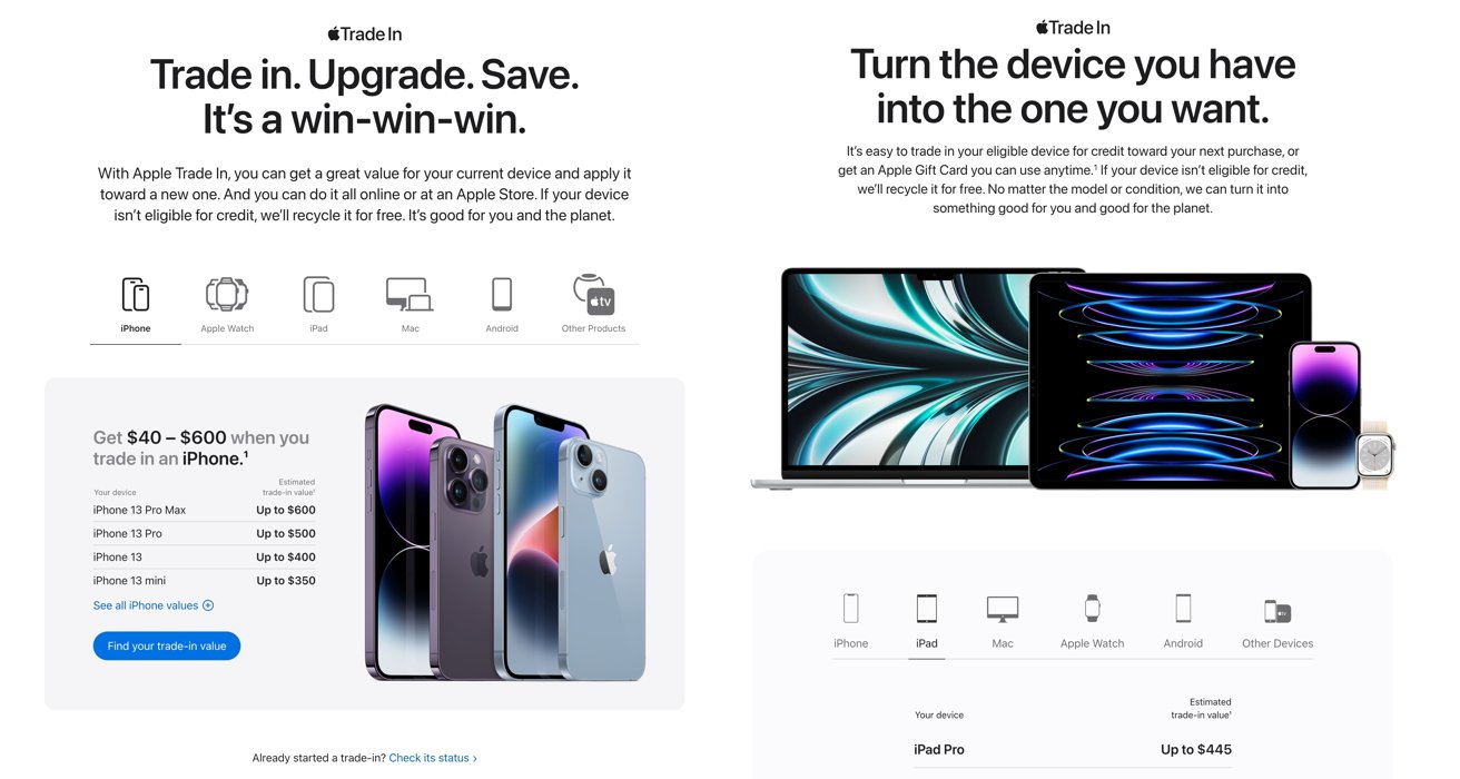 Apple updates Trade In page for a streamlined experience