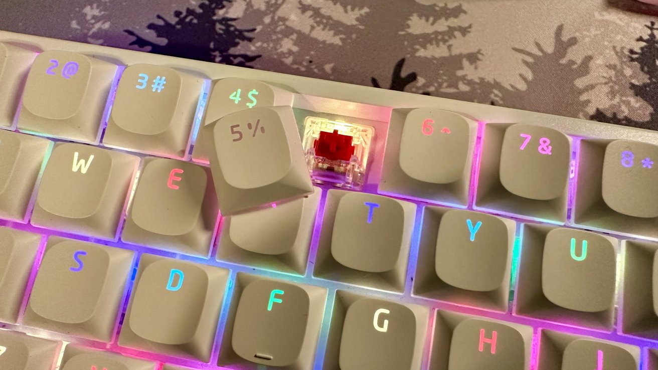 Keycap removed exposing underlying switch