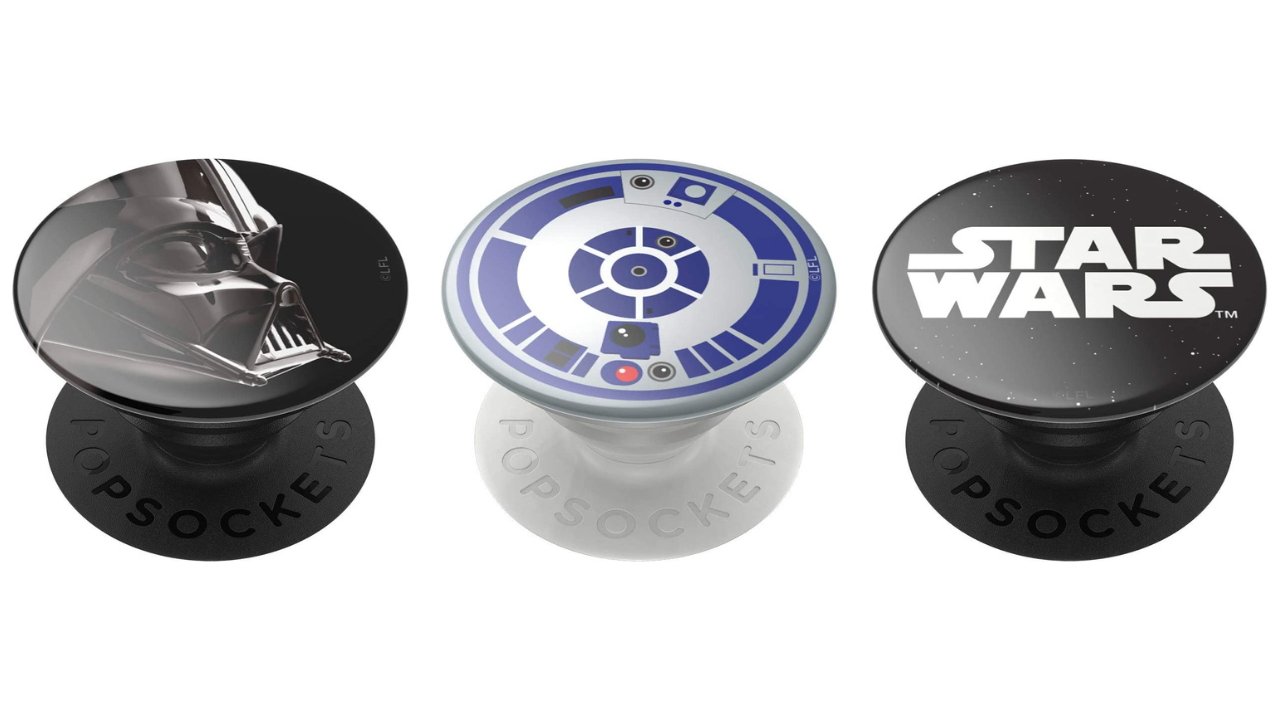 PopSocket phone grips featuring Darth Vader, R2-D2, and the Star Wars logo