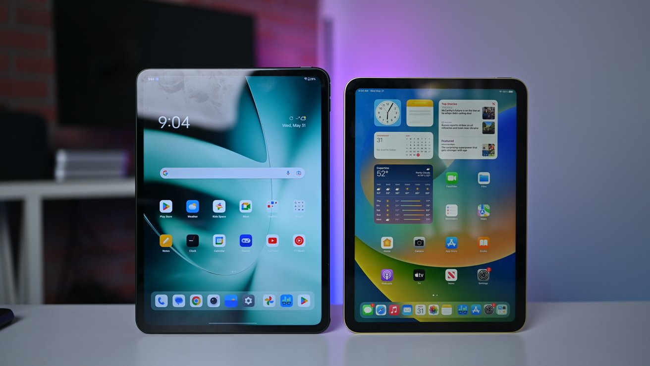 OnePlus Pad (left) vs 10th-gen iPad (right)