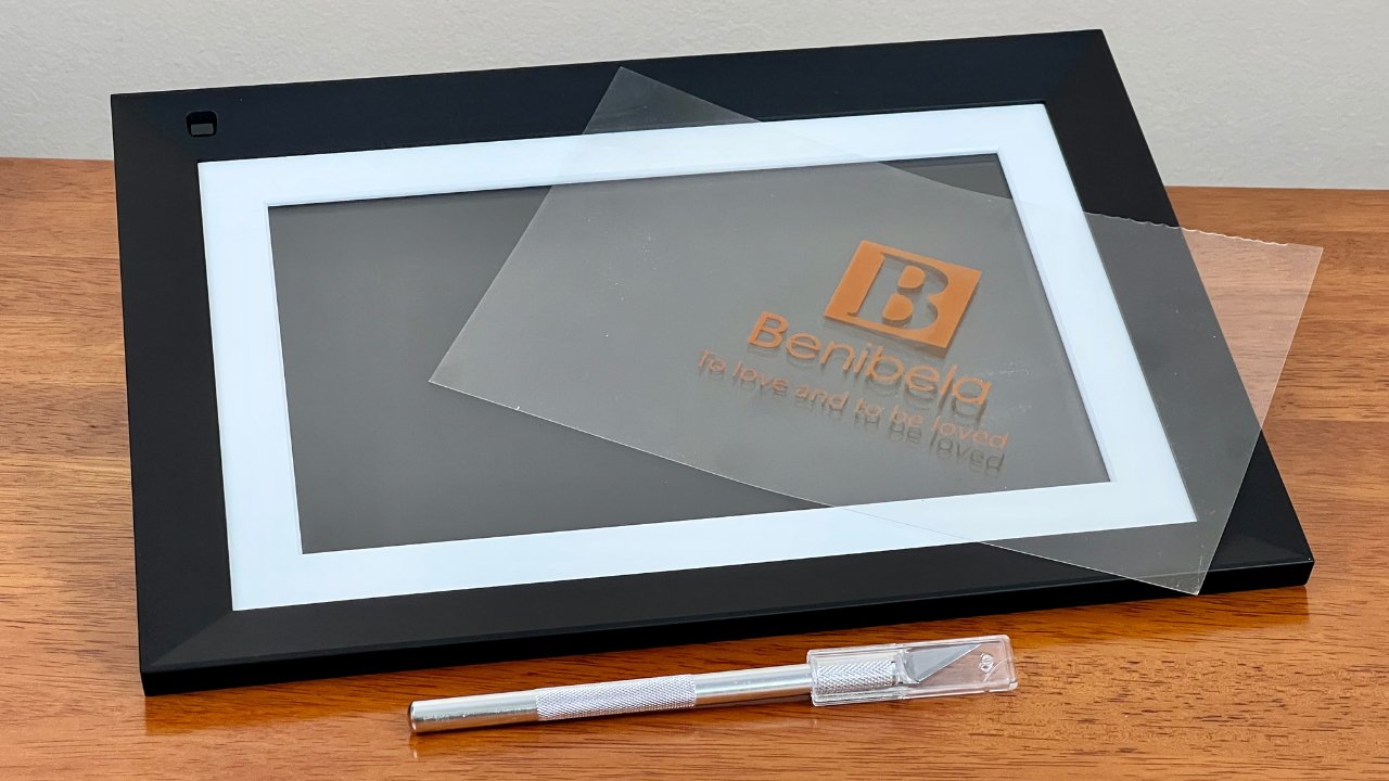 An X-Acto knife was required to carefully remove the screen protector from the Benibela digital picture frame